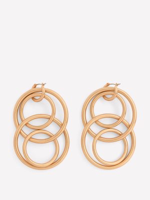 Multi Ring Drop Earrings-Gold Colour