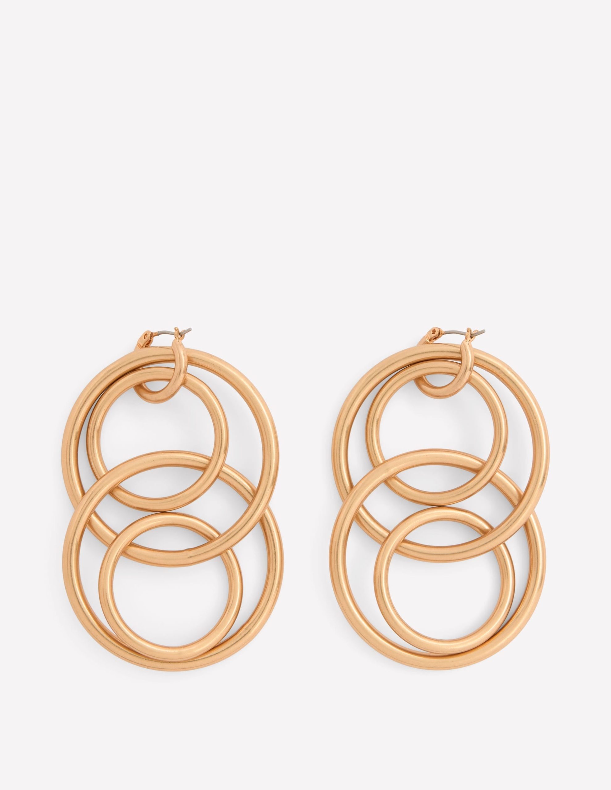 Multi Ring Drop Earrings-Gold Colour