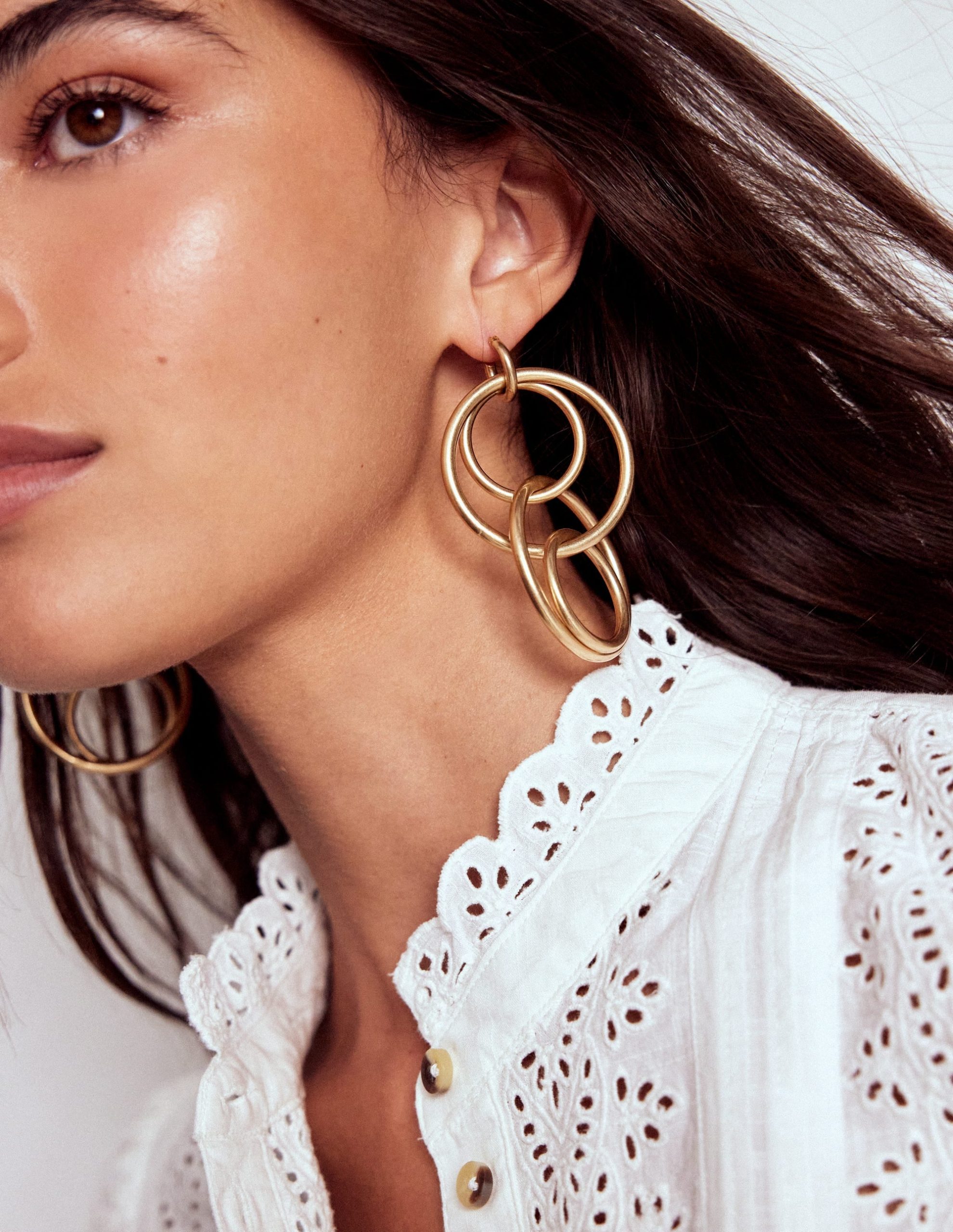 Multi Ring Drop Earrings-Gold Colour - Image 3