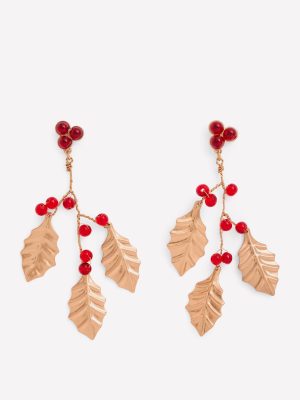 Festive Metal Earrings-Red