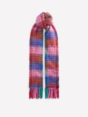 Mohair Woven Scarf-Multi Check
