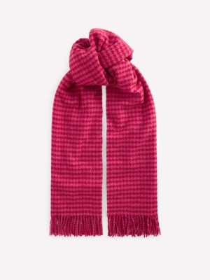 Houndstooth Blanket Scarf-Pink/Red