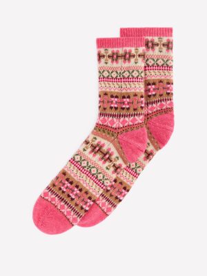 Fair Isle Socks-Pink