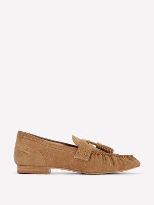 Soft Ruched Loafers-Caramel