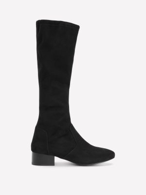 Flat Stretch Boots-Black