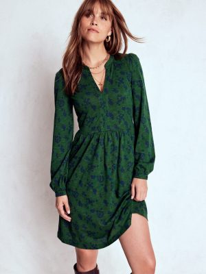 Naomi Relaxed Jersey Dress-Dark Green. Dainty Meadow