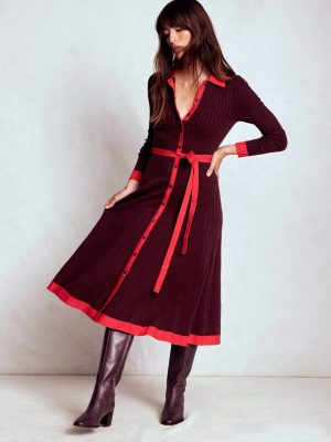 Rachel Knitted Shirt Dress-Deep Wisteria