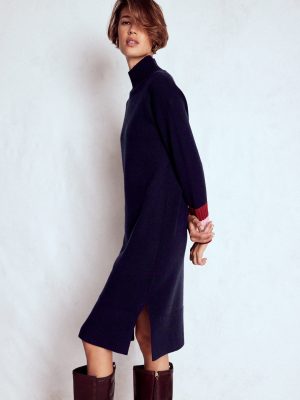 Merino Knitted Dress-Navy