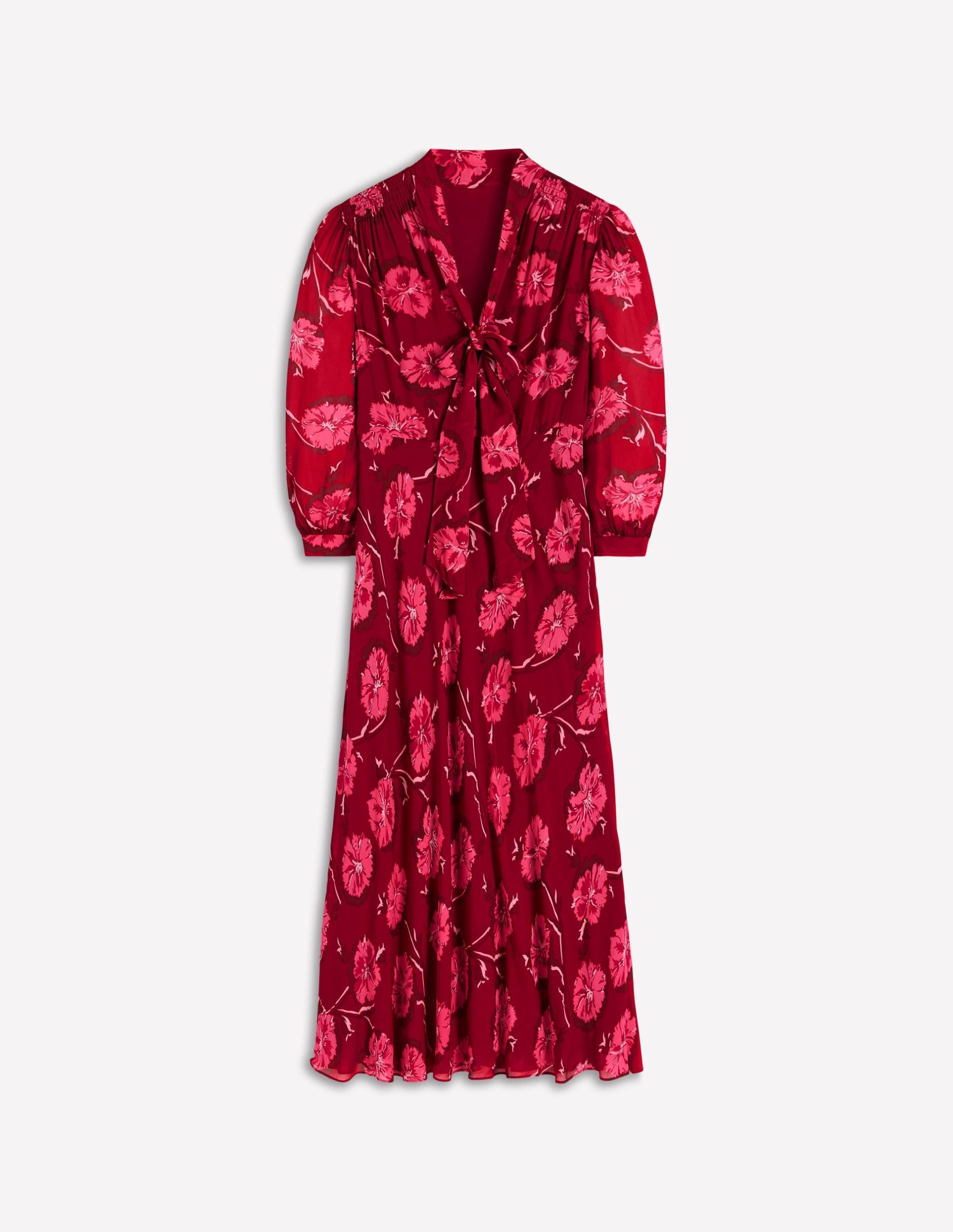 Brooke Tie Neck Tea Dress-Cranberry Red. Delicate Vine - Image 6