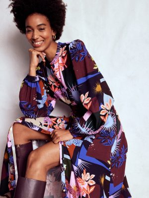 Mae Occasion Maxi Shirt Dress-Multi. Cosmic Savanna