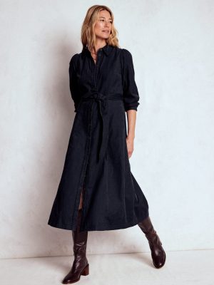 Clara Cord Midi Dress-Midnight Blue