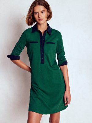 Georgina Ponte Dress-Green and Navy