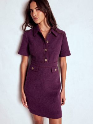 Eda Cotton Shift Dress-Plum Jam