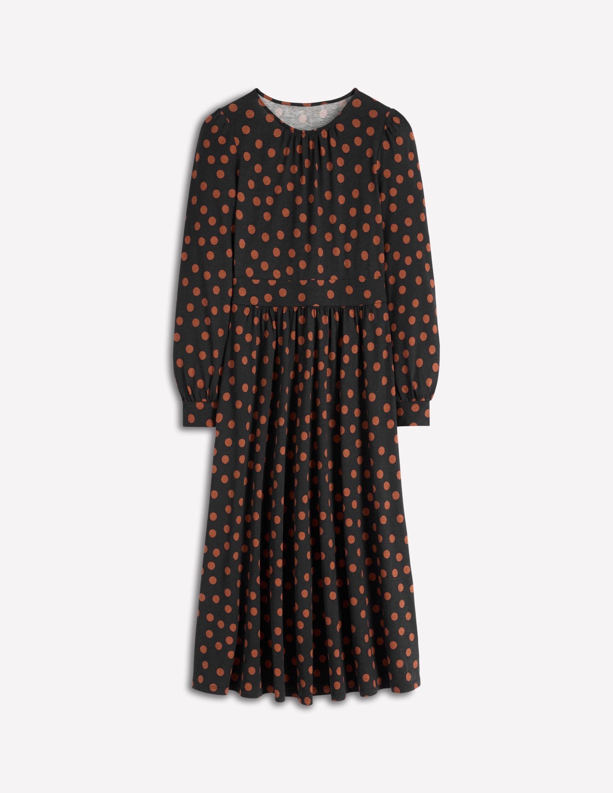 Alexandra Jersey Midi Dress-Black. Tortoise Shell Dot - Image 6