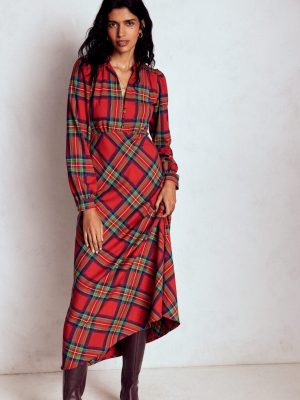 Cassie Check Tea Dress-Red. Blue and Green Check