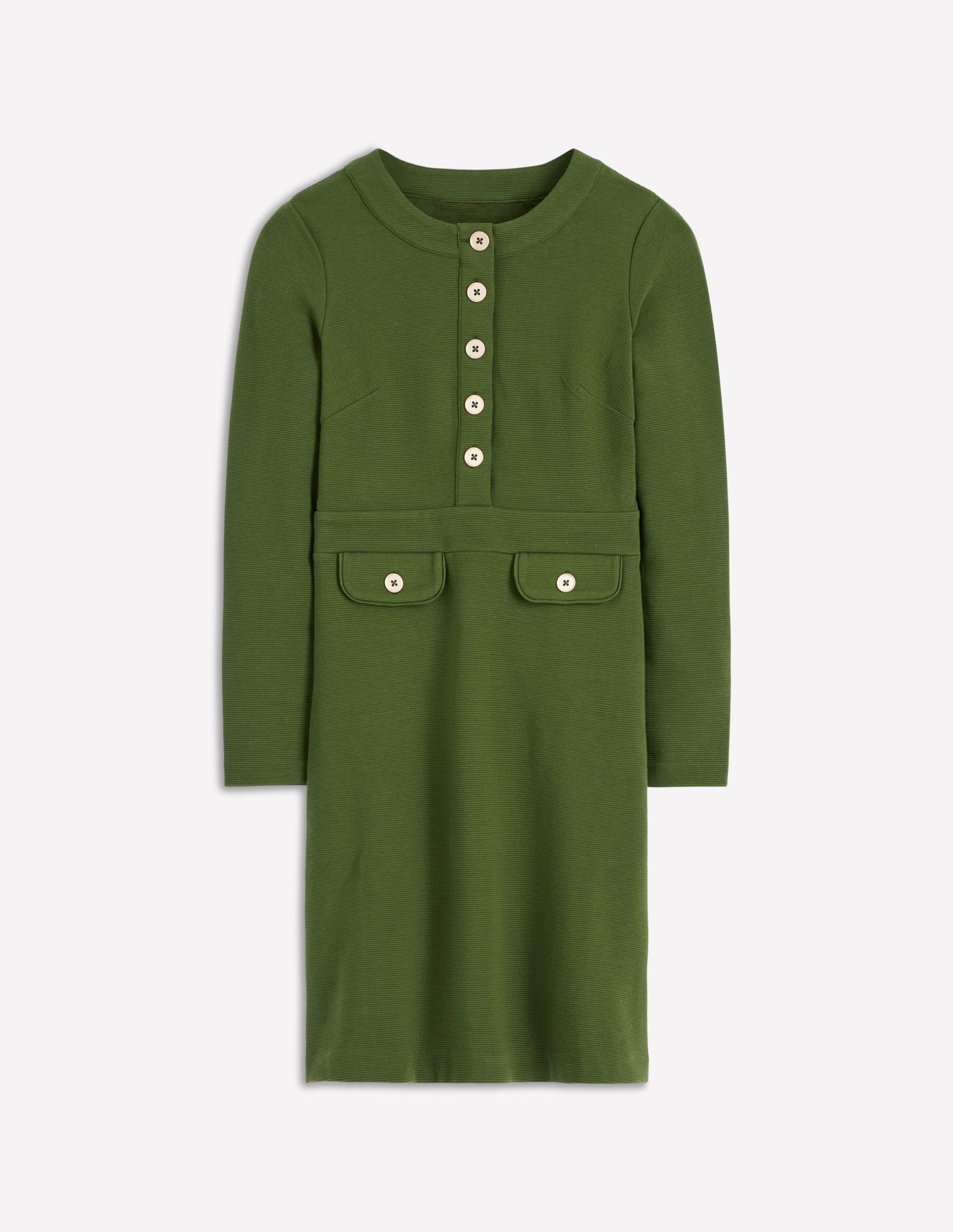 Lavinia Button Shift Dress-Green Fir - Image 5