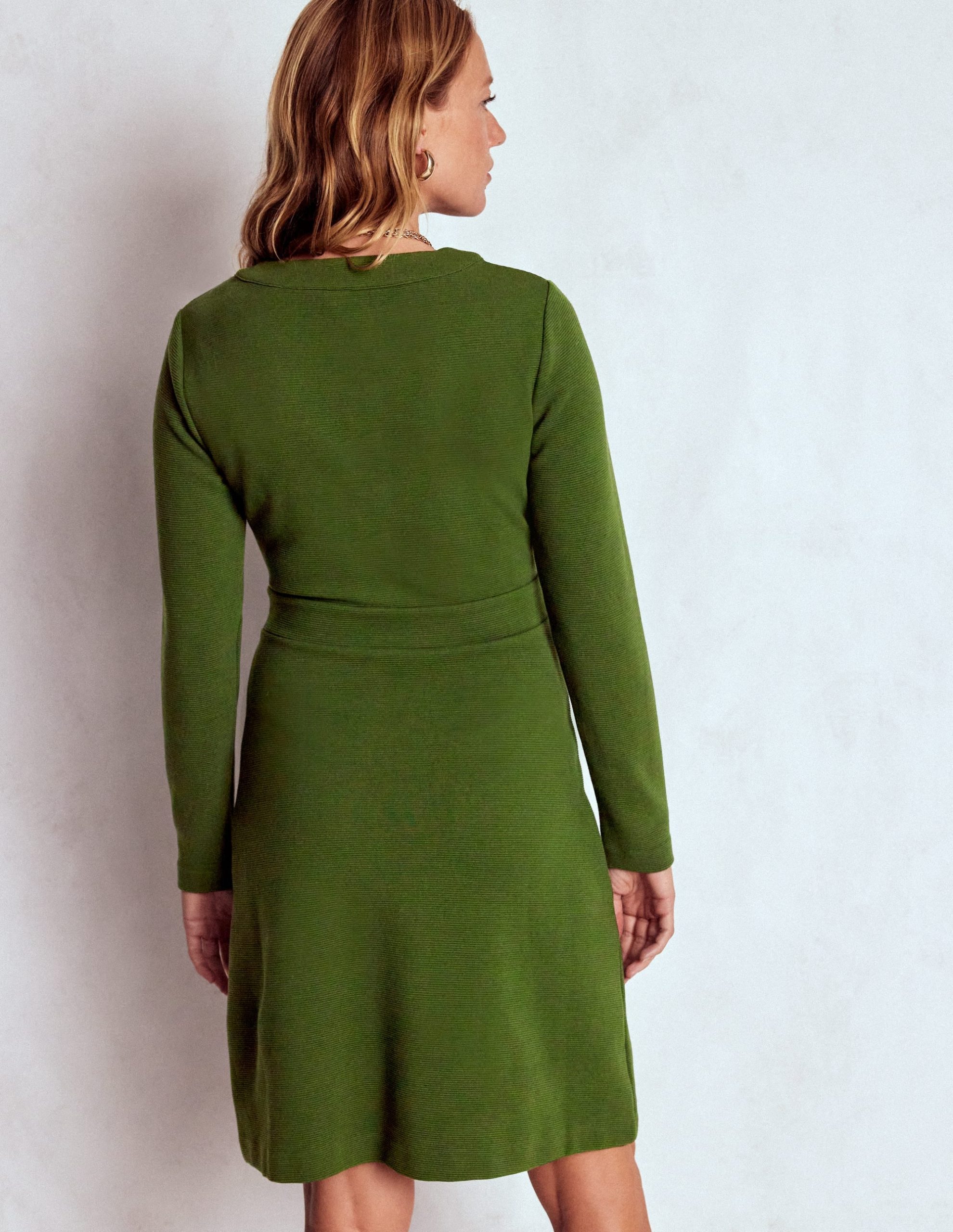 Lavinia Button Shift Dress-Green Fir - Image 3