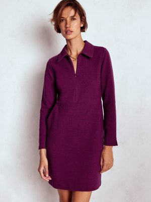 Cam Zip-up Ottoman Dress-Plum Jam