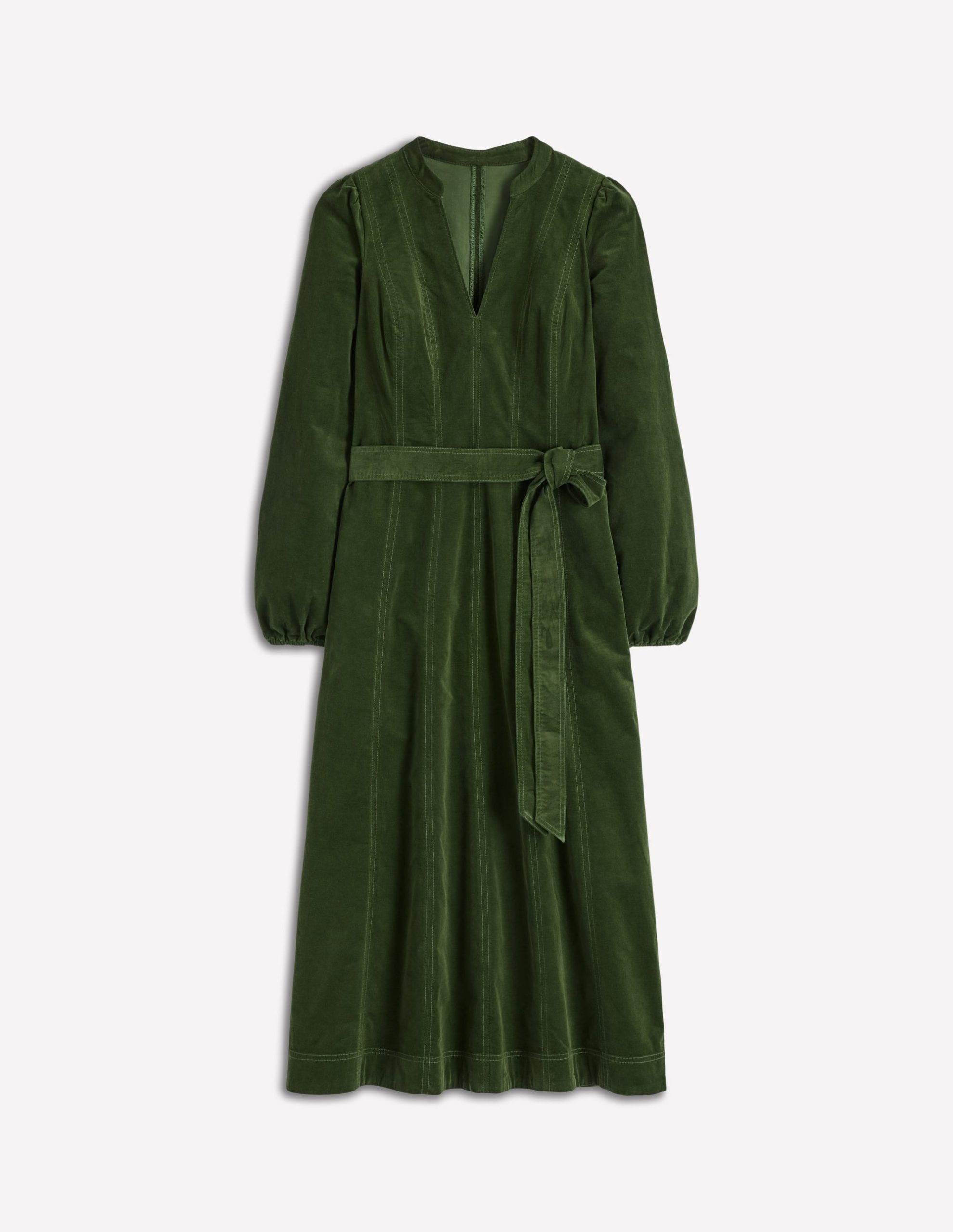 Ros Panelled Cord Midi Dress-Green Fir - Image 7