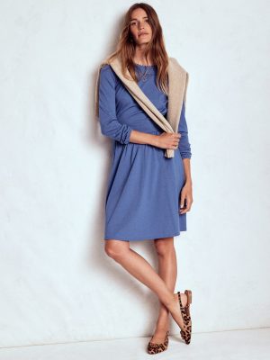 Mila Short Jersey Dress-Denim Blue