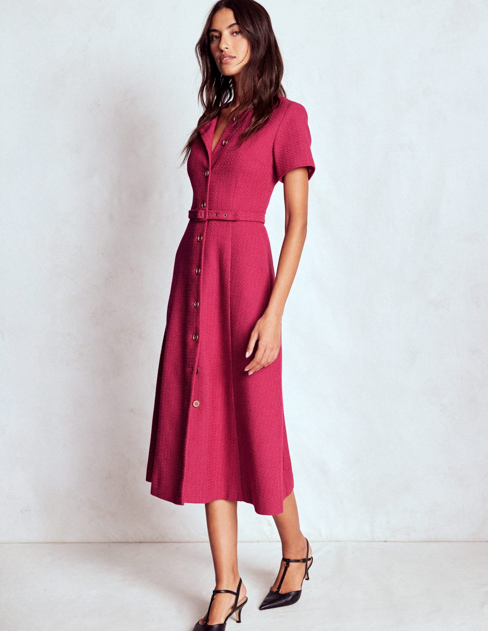Charlotte Cotton Midi Dress-Bright Cherry - Image 4
