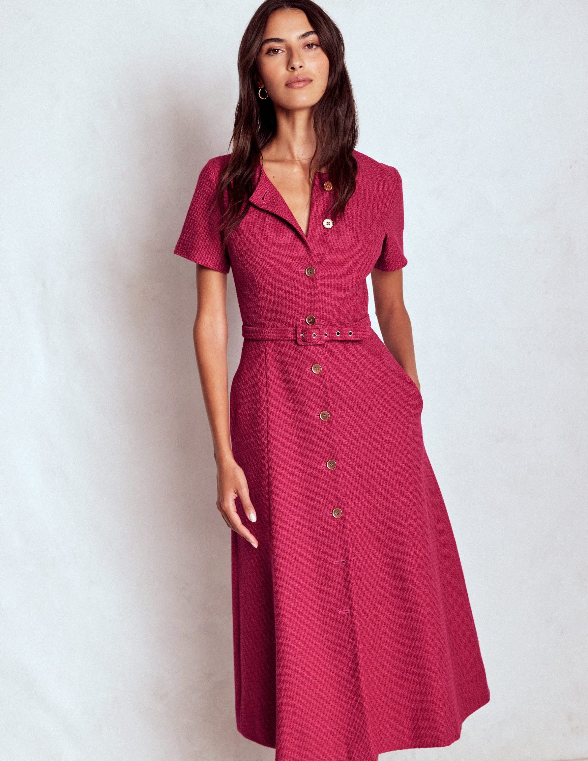 Charlotte Cotton Midi Dress-Bright Cherry - Image 5