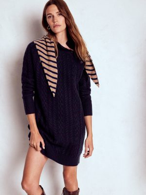 Amara Short Cable Dress-Navy