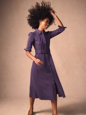 Anita Long Sleeve Shirt Dress-Blackberry