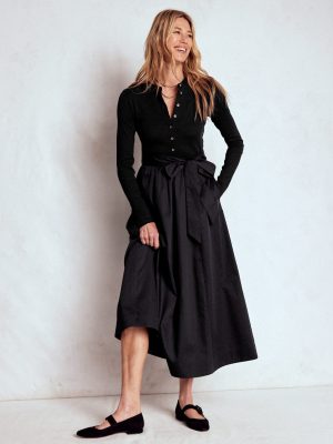 Button Detail Mix Dress-Black