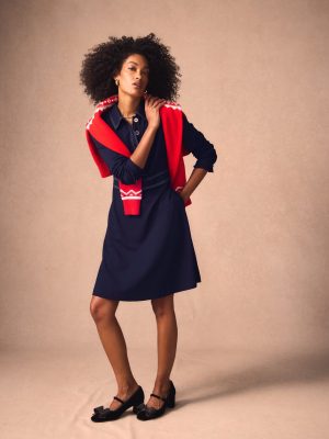 Nicolette Long Sleeve Dress-Navy