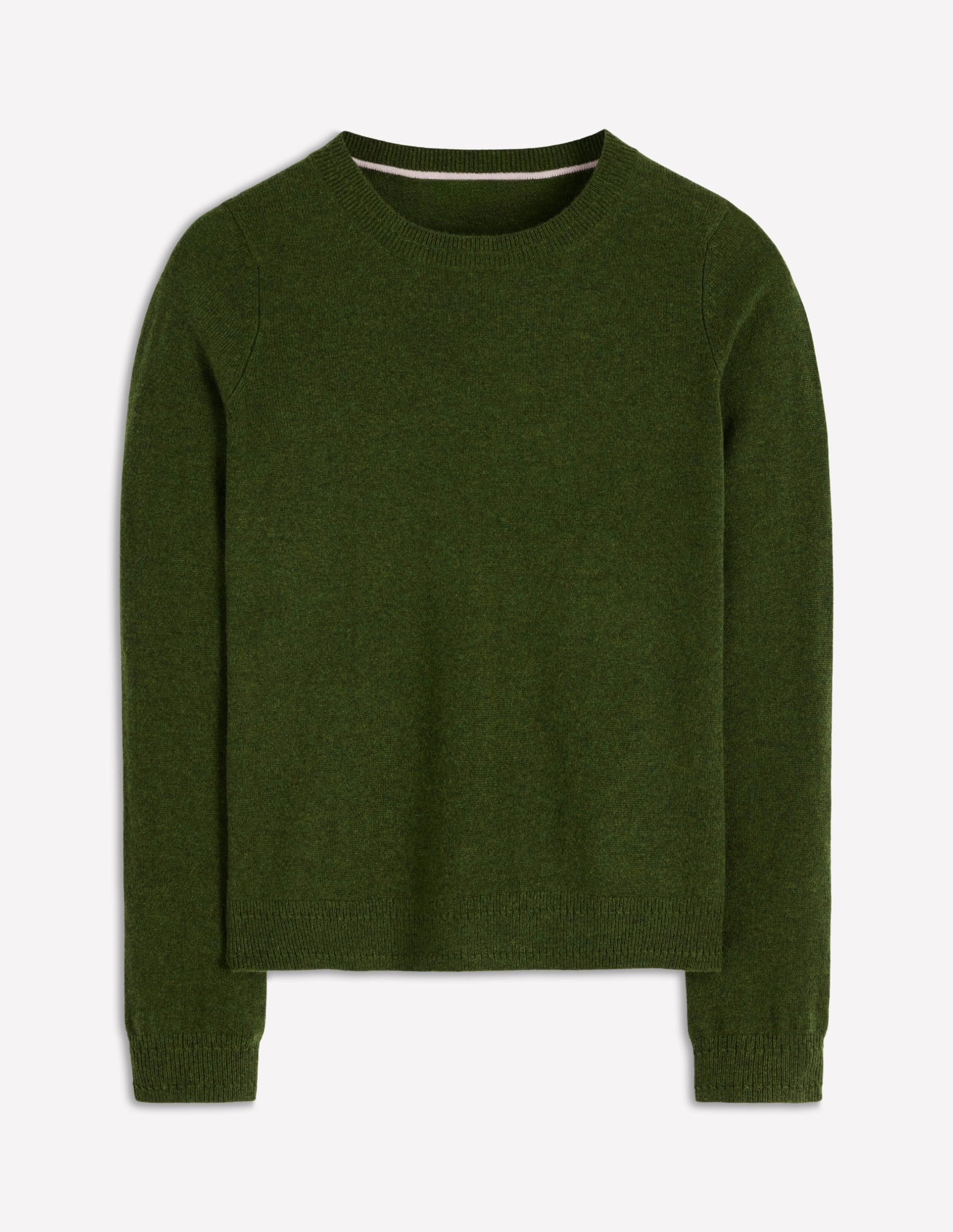 Eva Cashmere Crew Neck Jumper-Leaf Green Melange - Image 6