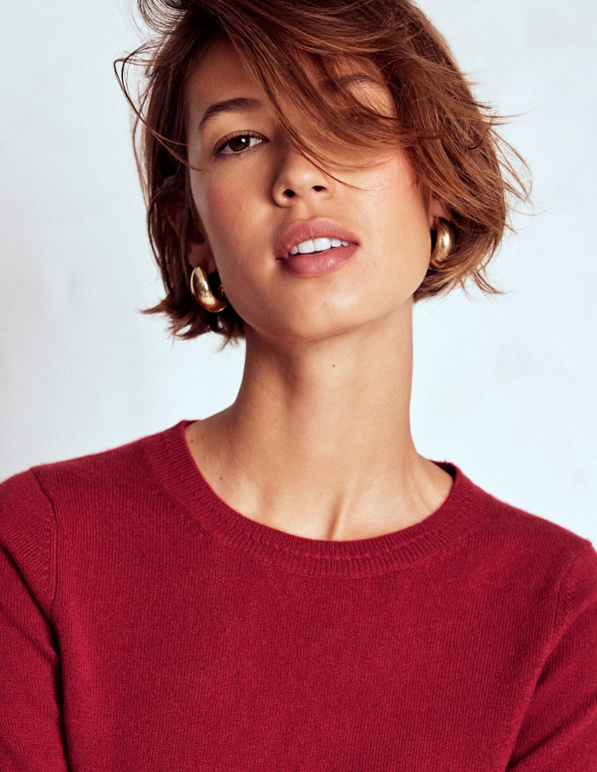 Eva Cashmere Crew Neck Jumper-Red Liquorice