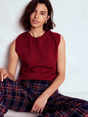 Eva Cashmere Tank-Red Liquorice