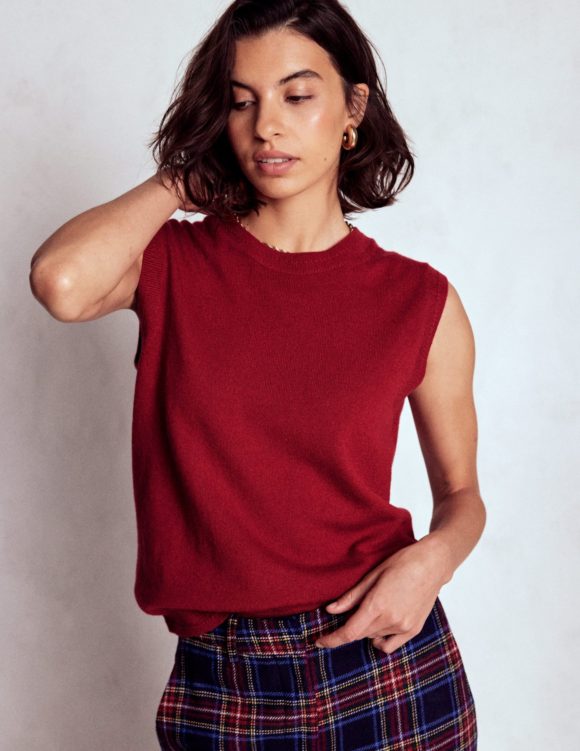 Eva Cashmere Tank-Red Liquorice - Image 4