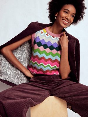 Eleanor Fair Isle Vest-Pink Heritage Fair Isle