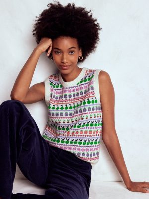 Edie Fair Isle Vest-Ecru Marl. Fruit