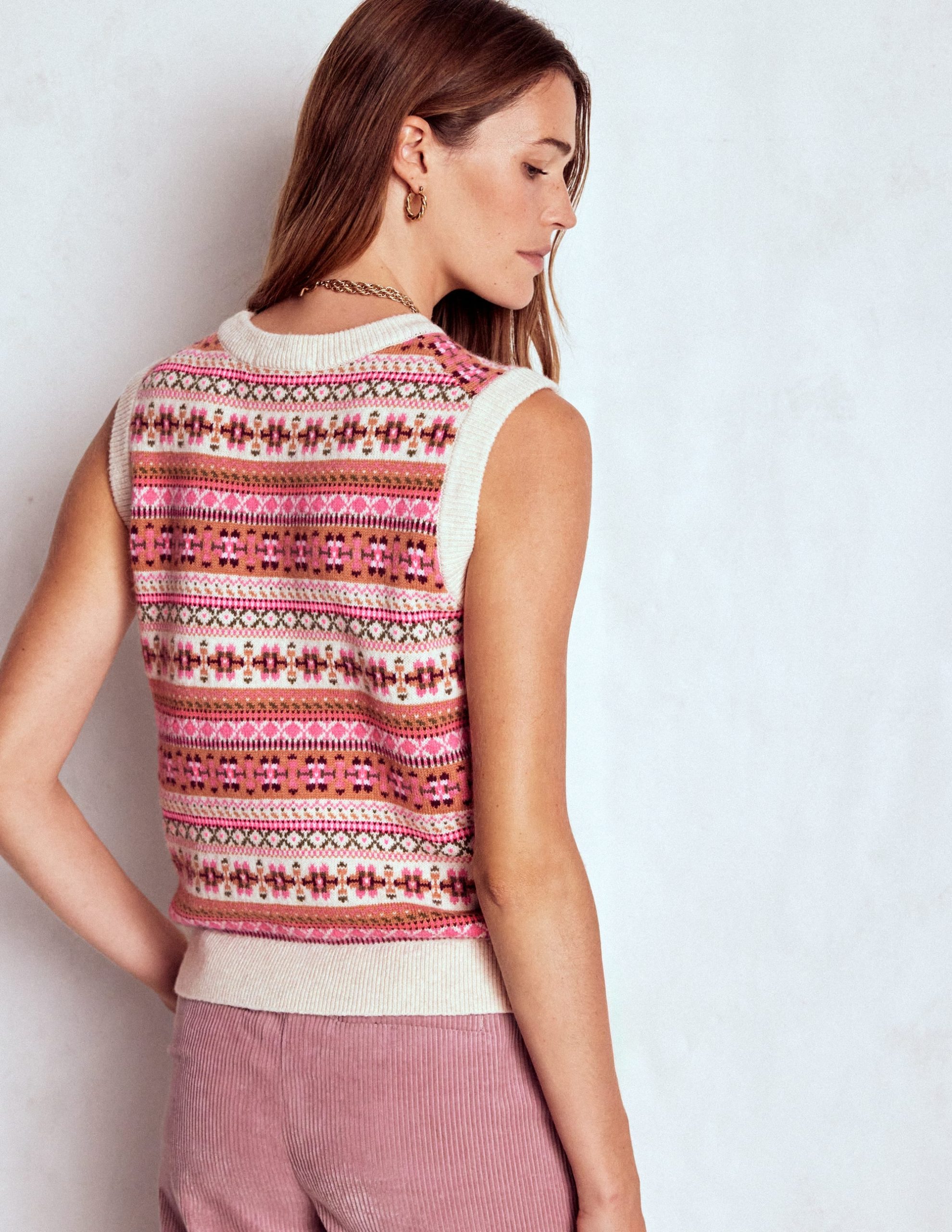 Edie Fair Isle Tank-Pink Heritage Fair Isle - Image 3