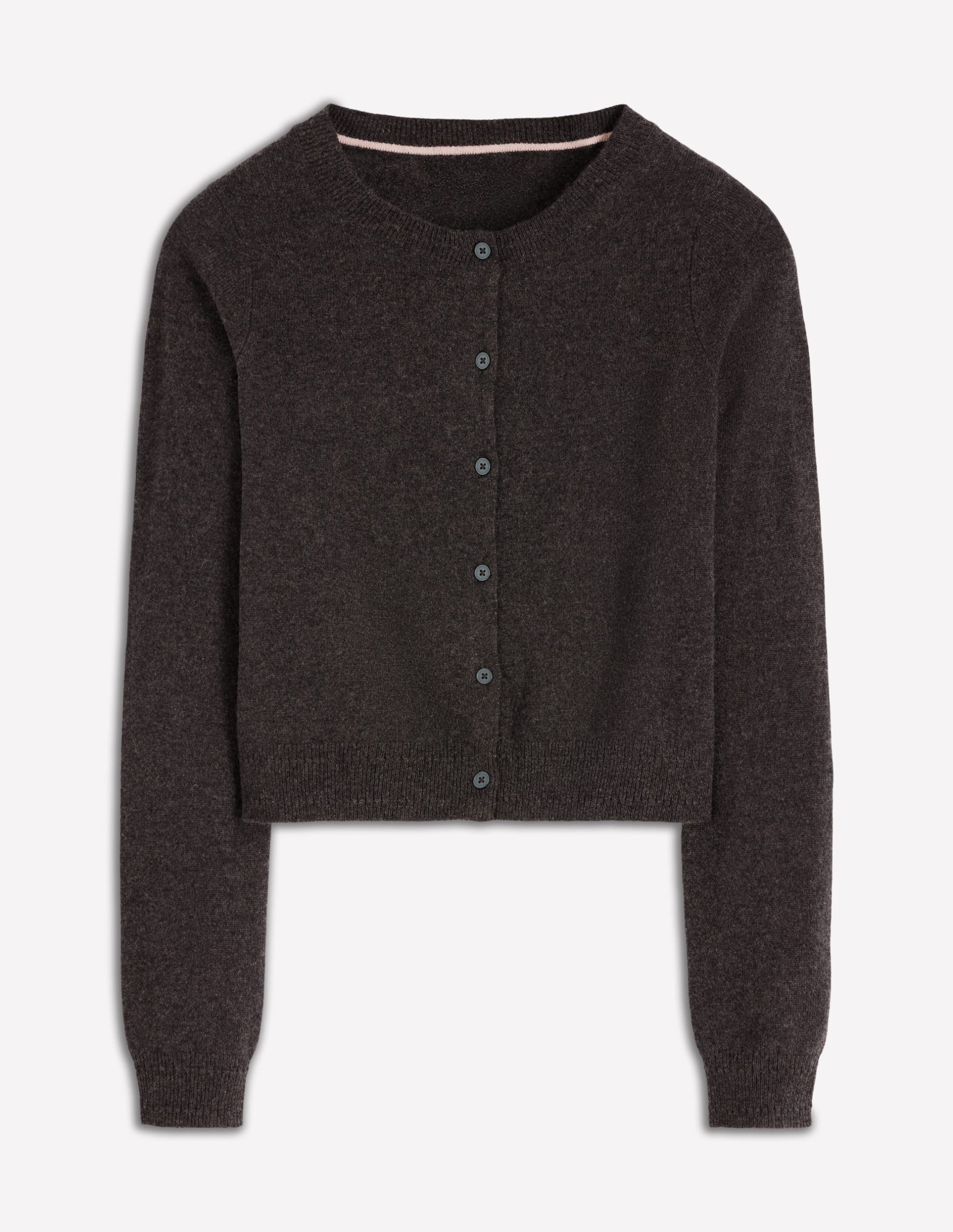 Eva Cashmere Cropped Cardigan-Charcoal Melange - Image 6