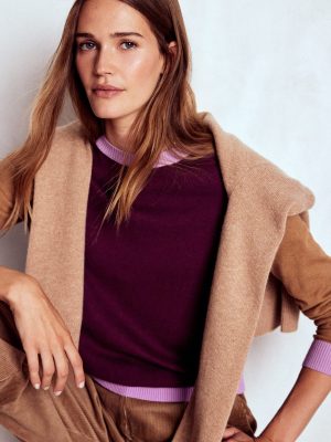 Meg Raglan Sleeve Jumper-Plum Jam.  Colour Block