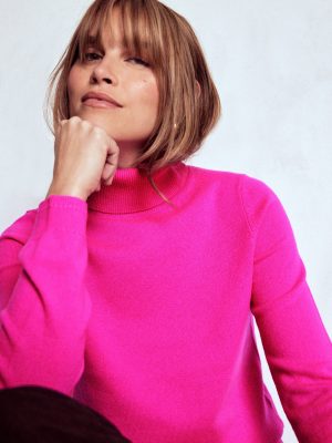 Eva Cashmere Roll Neck Jumper-Pop Pansy