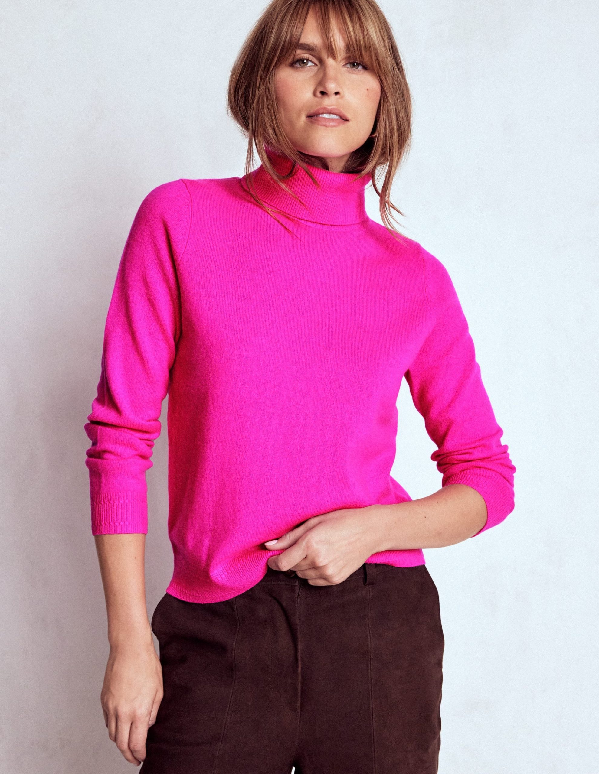 Eva Cashmere Roll Neck Jumper-Pop Pansy - Image 2