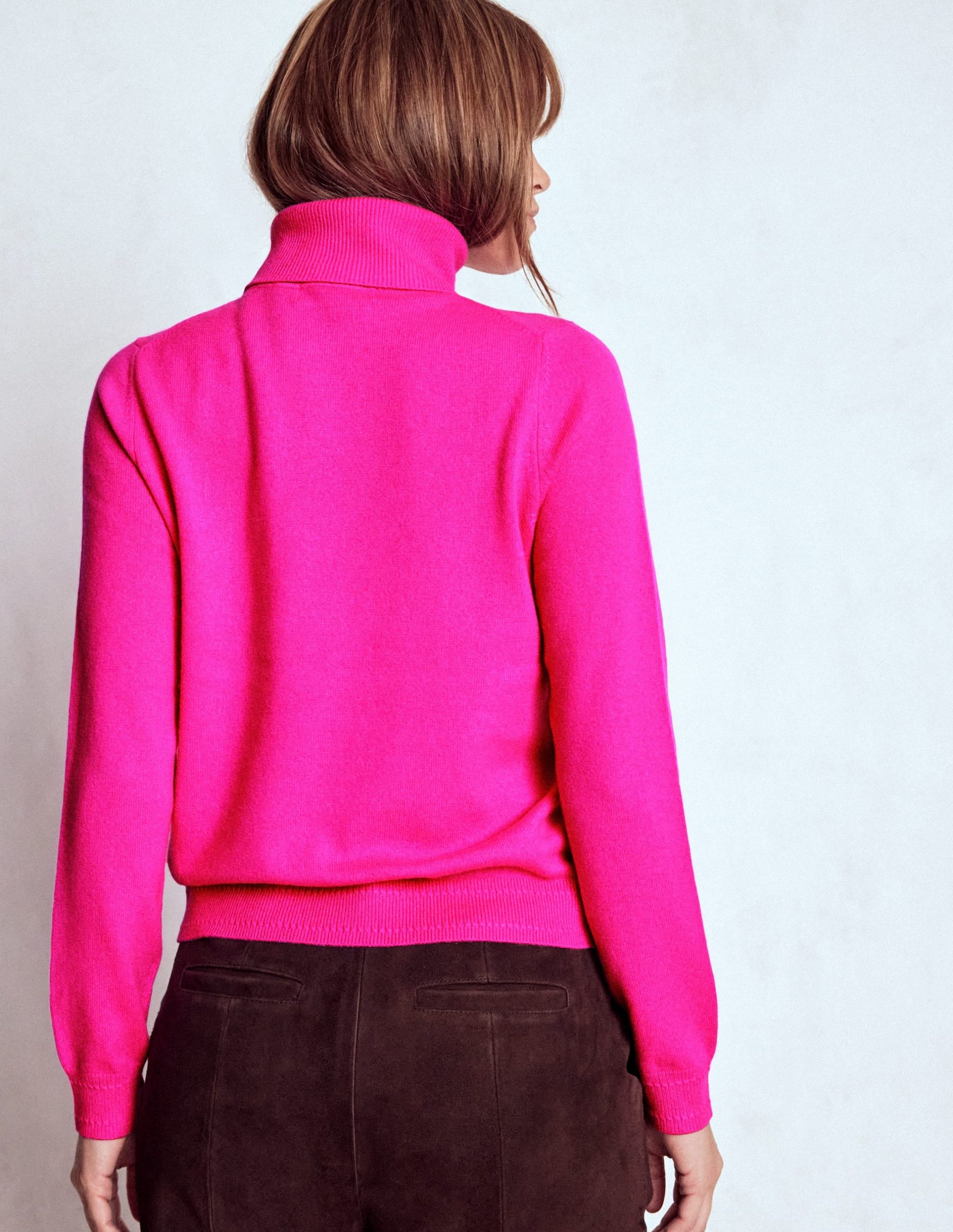 Eva Cashmere Roll Neck Jumper-Pop Pansy - Image 3