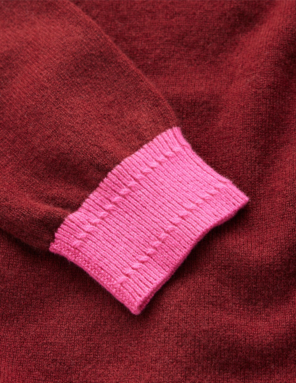 Eva Cashmere Roll Neck Sweater-Chestnut. Colour Block - Image 8