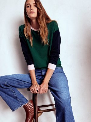 Lara Relaxed Cotton Jumper-Emerald Night. Navy