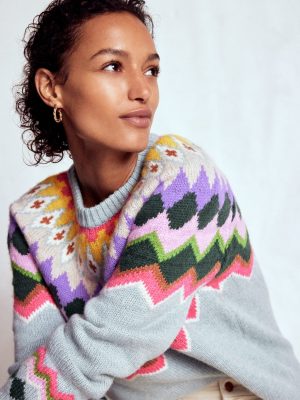Eleanor Fair Isle Jumper-Tourmaline Blue Melange
