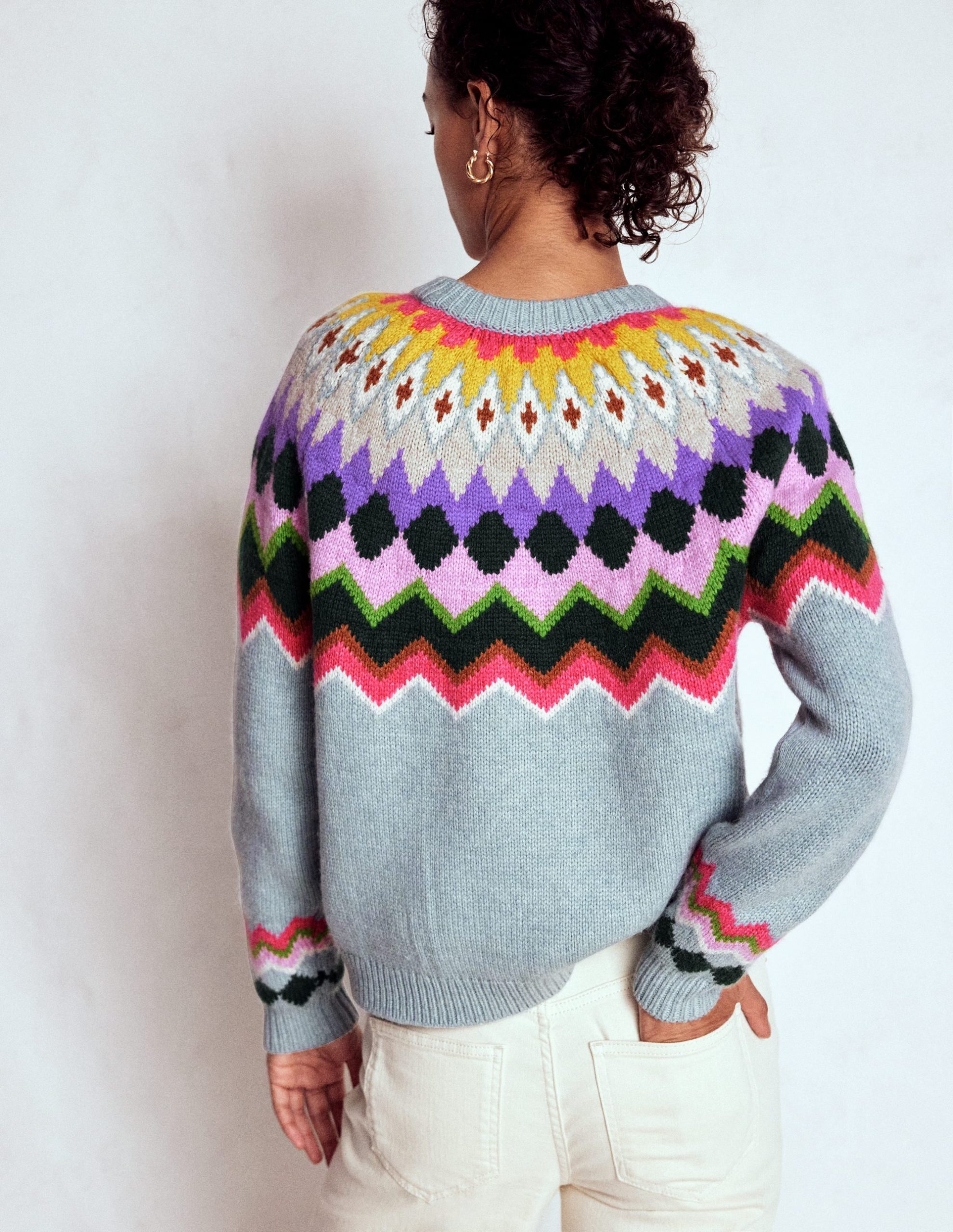Eleanor Fair Isle Jumper-Tourmaline Blue Melange - Image 3