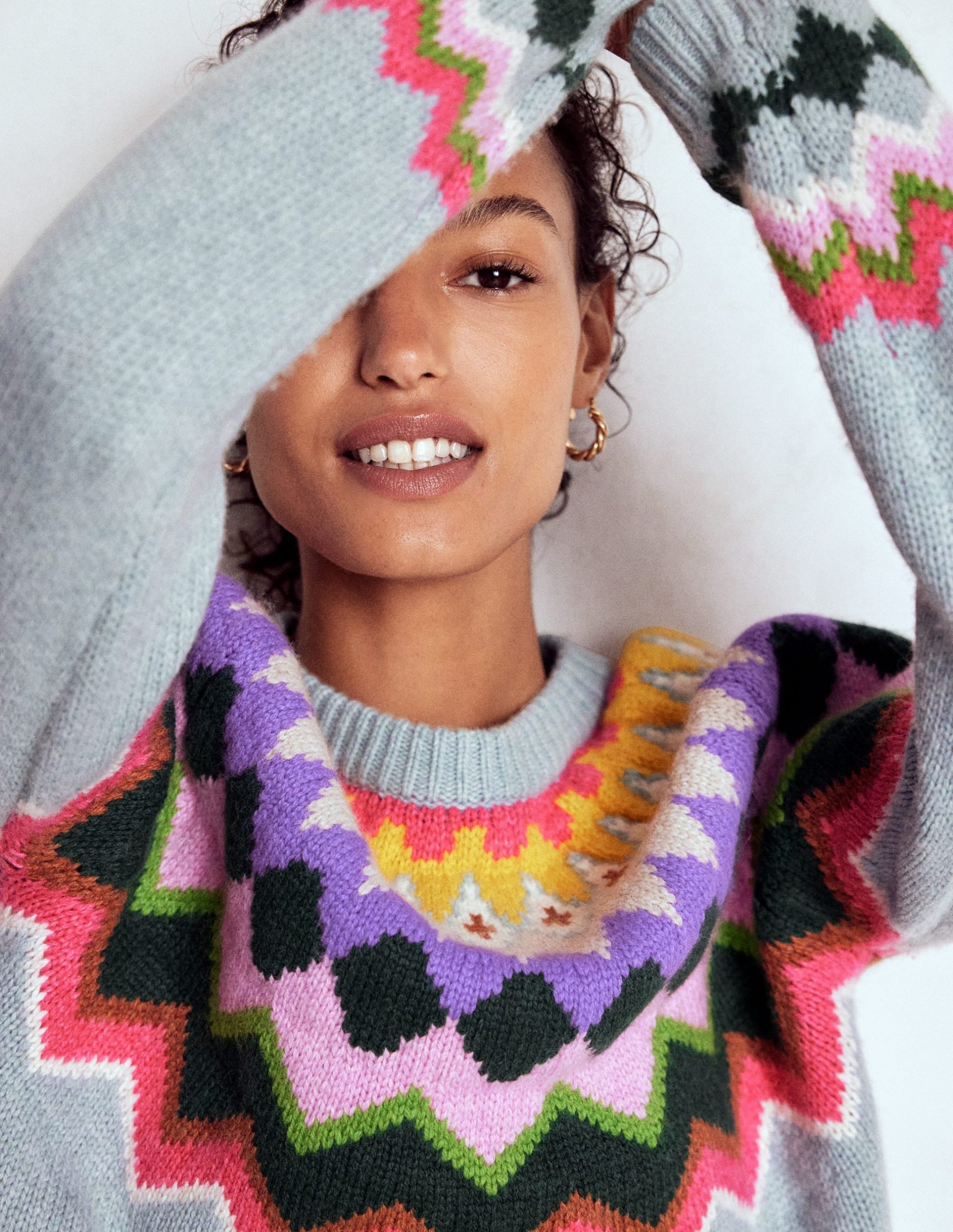 Eleanor Fair Isle Jumper-Tourmaline Blue Melange - Image 5