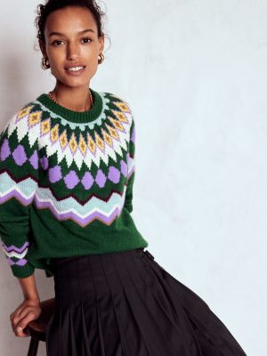 Eleanor Fair Isle Sweater-Promenade Green Melange