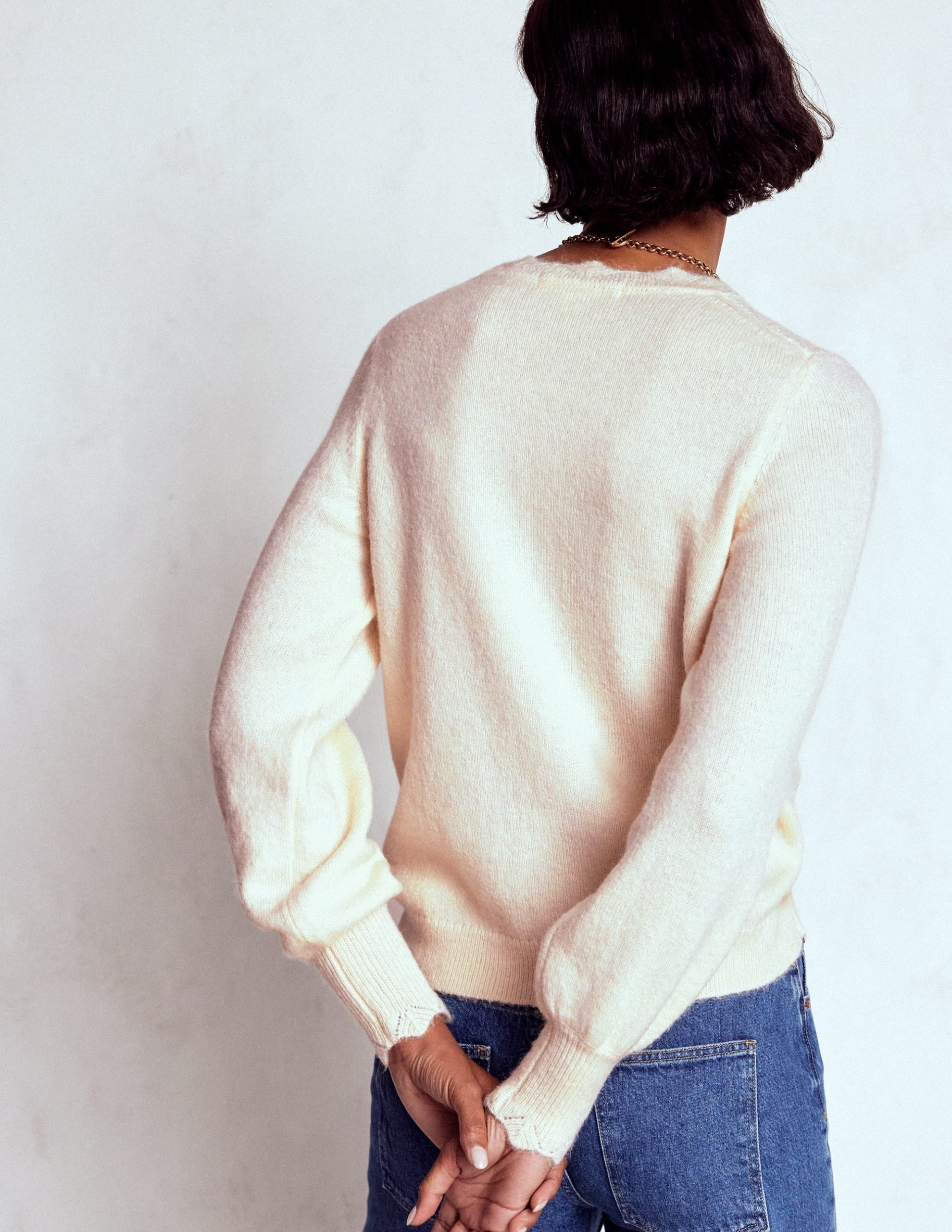 Fluffy Embroidered Jumper-Almond Milk - Image 3