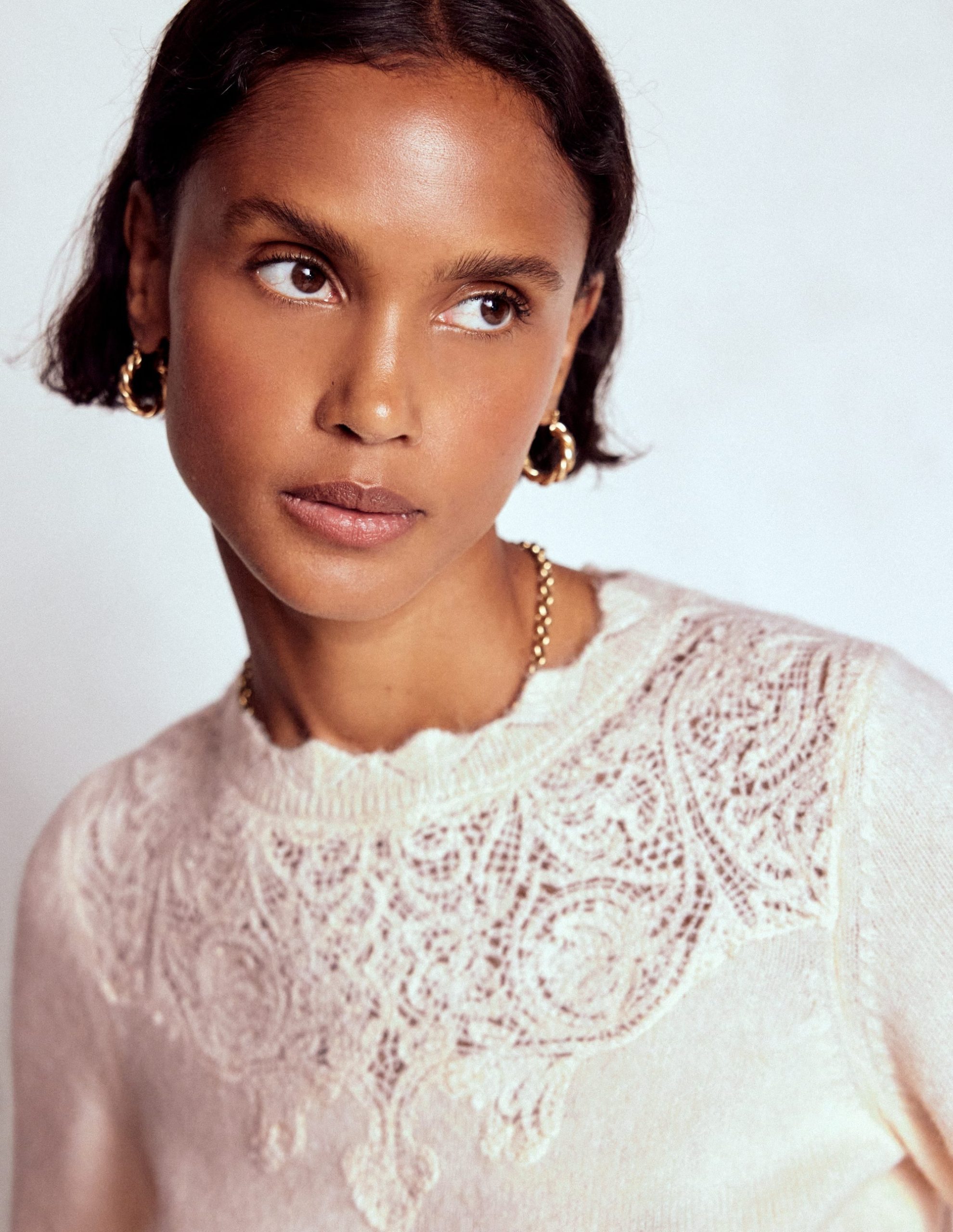 Fluffy Embroidered Jumper-Almond Milk - Image 5